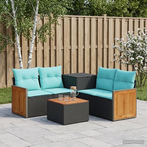 vidaXL Set di divani 6 pz Nero e Blu 55 x 55 x 37 cm (1/5)