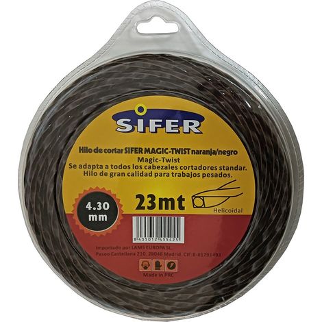 Filo per decespugliatore elicoidale Sifer Orange Black Silence 4,3 mm x 23 m