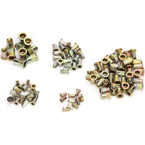 200 écrous à sertir filetés zingués assortis M3/4/5/6/8 (1/5)