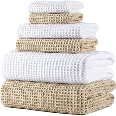 Lot de 6 serviettes de bain en microfibres, séchage rapide, sans peluche, super absorbantes, 430 g/m², pour maison, voyage et sport