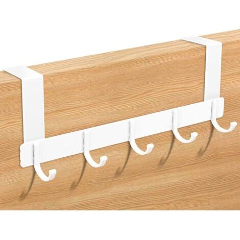 Porte Manteau pour Porte, Crochet de Porte en Acier Inoxydable, Patère de Porte à Suspendre pour Porte, avec 5 Crochets,Crochets pour rebord de porte pour Cuisine, Chambre, Salle de Bain, Couloir (1/5)