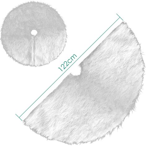 Wolketon decorazione natalizia protezione del pavimento chiusura a strappo Gonna per albero di Natale bianca in peluche 122 cm (1/5)