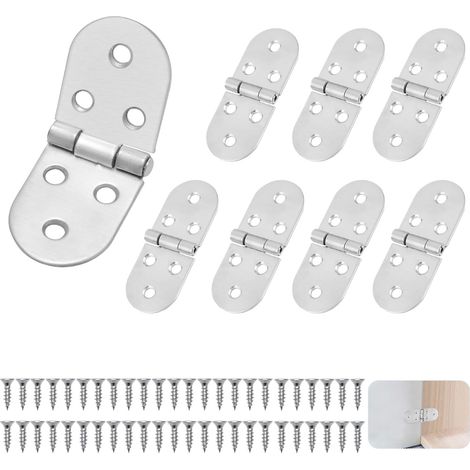 Charnière Inox 8 Pièces avec 48 Vis Charnières de Table Pliante à 180 ° Charnière Plate De Porte Charnière Flip Pliable Paumelles de Porte pour Table Pliante Porte de Placard Fenêtre Maison (1/5)