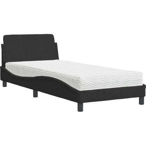 vidaXL Letto con Materasso Dover Nero 90x190 cm in Velluto (1/5)