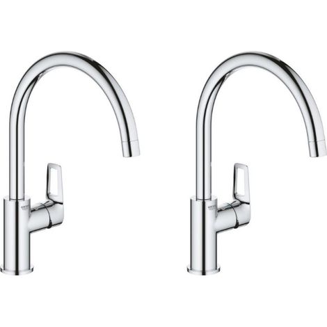 GROHE Juego de 2 mezcladores de cocina Bauloop, caño alto, cromo (1/5)