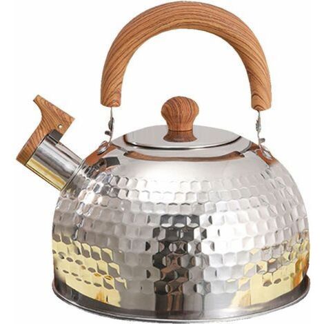 Bouilloire sifflante 2 L, théière à sifflet, théière design vintage avec anse, compatible avec les plaques à induction et à gaz, facile à nettoyer (1/5)
