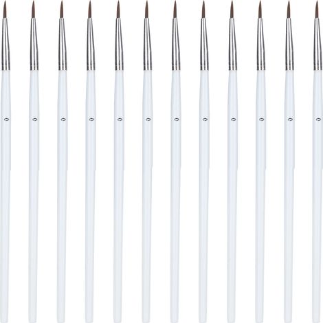12Pcs Painting Brush Set White Multifunctional Extra-Fine Digital Oil Paint Hook Line Pen0 Large (1/5)