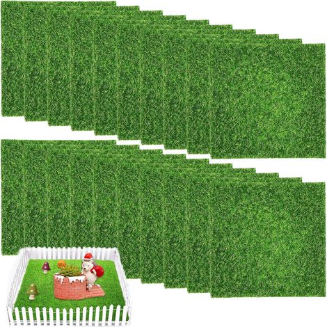 Lot de 20 pelouses artificielles miniatures en mousse artificielle 15 x 15 cm - Décoration de jardin miniature - Gazon artificiel - Tapis de gazon artificiel - Pour terrasse, pelouse, bricolage (1/5)