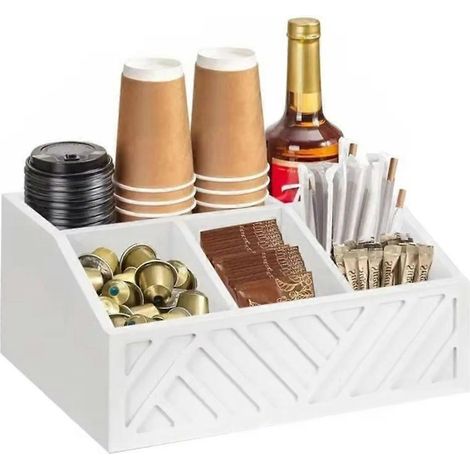 Boîte de rangement en bois pour bar à café, boîte de rangement pour thé et épices, boîte de rangement compartimentée, accessoire pour bar à café, compatible avec les restaurants et les résidences étud (1/5)