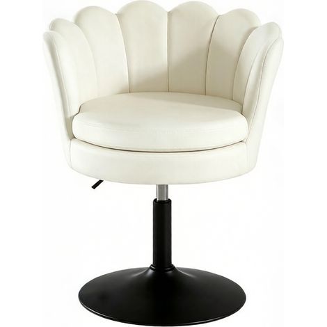 Tabouret de bar bas en velours avec dossier et accoudoirs, siège fleur, hauteur réglable, pivotant 360° - 61,5x71-83x65 cm (1/5)