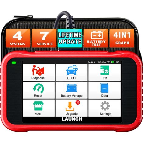 Launch CRP123E V3.0 OBD2 Valise Diagnostic Auto Multimarque, 4 Systèmes avec (ABS SRS Transmission Moteur) +7 Réinitialisations (Huile EPB SAS BMS ABS DPF Accélérateur), Mise à Jour WiFi AutoVIN (1/5)