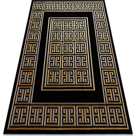 Teppich ALLURE 1968 Griechischer Schlüssel, Rahmen - Strukturell, stilvoll, glamourös schwarz / gold black 280x370 cm