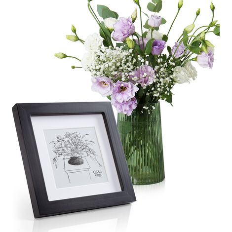 Casa Chic Cadre Photo 15x15 cm, Cadre en Bois Carré, Cadres photo Maison et Bureau, Porte Photo Mural, Cadre Decoration Murale, Affichage Vertical/Horizontal, avec Protection Verre et Passe Partout