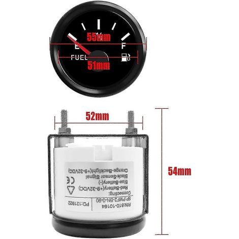 Jauge de carburant 0-90 ohms adaptée aux voitures, bateaux, motos, tracteurs, générateurs et yachts jauge de réservoir de carburant numérique avec cadran de 52 mm et affichage LED Chumian() (1/4)