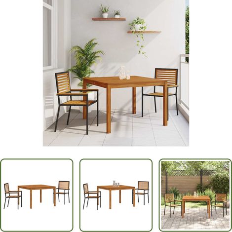 vidaXL Akazienholz - Garten Essgruppe 3 pcs Schwarz Massivholz Akazie (1/5)