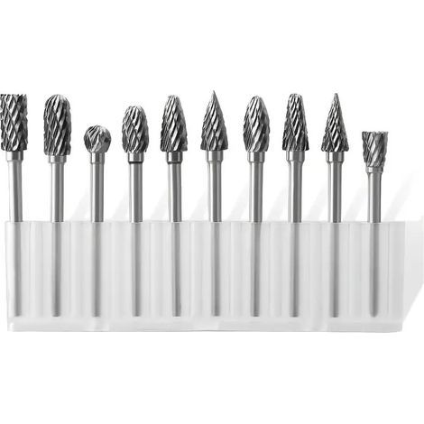 Satz mit 10 Hartmetall-Rotationsfräsern – Durchmesser 6 mm – Länge 43,5 bis 50 mm – Zum Polieren und Fräsen von Metall (1/5)