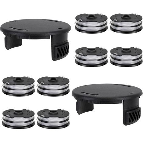 8 bobines de fil compatibles Parkside 13600210 - Inclut 2 couvercles - Pièces détachées pour LIDL PRTA 20-Li, C3, A1B2, PRT 550 A1/A3, PRT 300 A1 - Qualité fiable.