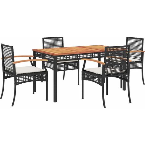 Maison Exclusive - 5-tlg. Garten-Essgruppe mit Kissen Schwarz Pol (1/5)