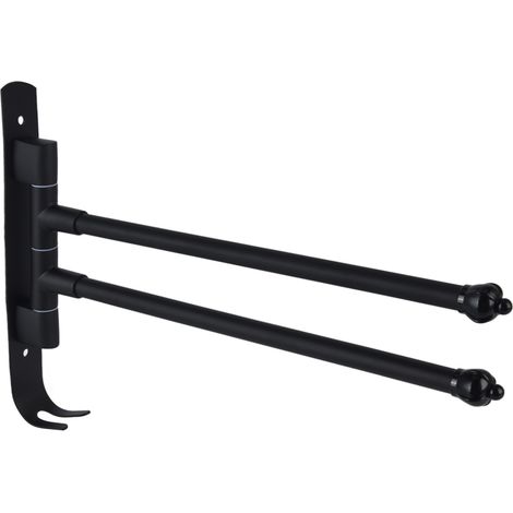 Porte-serviettes pivotant en acier inoxydable noir, barre porte-serviettes rotative et mobile pour salle de bain, dressing, cuisine, 2 bras (1/5)