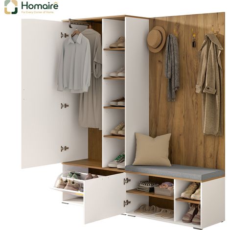 Kleiderschrank weiß aus Polyester 160 x 38 x 180 cm HOMAIRE (1/5)