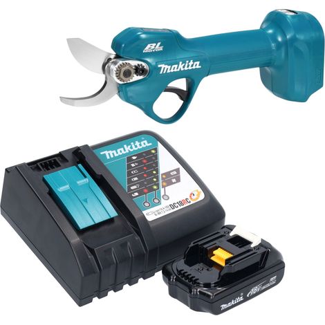 Tijeras para podar a batería Makita DUP 181 RY1 de 18 V y 30 mm sin escobillas + 1 batería de 1,5 Ah + cargador (1/5)