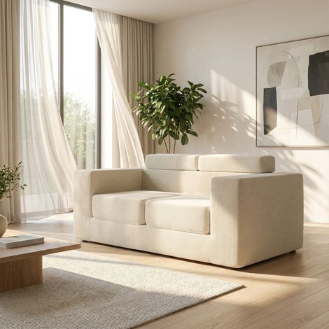 Canapé-lit 3 en 1 convertible 2 place - Fauteuil canapé pliant modulaire en velours côtelé avec accoudoirs - canapé compressé compact pour salon ou chambre