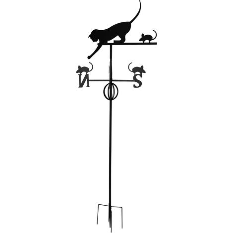 Girouette Chat et Souris en fer forgé, girouette de jardin pour la décoration de cour (1/5)