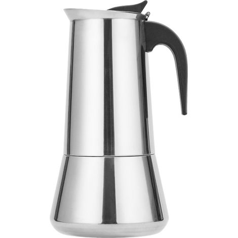 cafetera italiana, acero inoxidable, compatible con placas de inducción, gas y vitrocerámica, 12 tazas, para el hogar. (1/5)