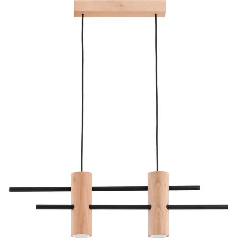 Suspension moderne barre bois 2 tubes GU10 Czerin Alfa (1/3)