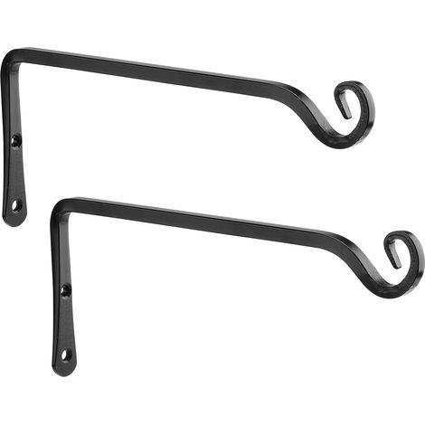 Porte-Hortensia [Bracket] en Métal 100x80mm Gris - 2 Hooks Durables pour Jardinières, Lanternes et Serins (1/5)