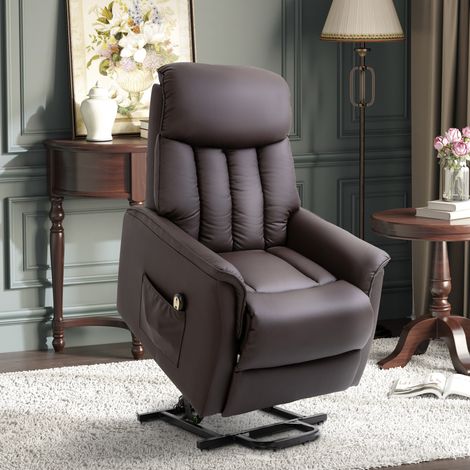 Poltrona reclinabile elettrica in similpelle marrone, relax TV con funzione letto (1/5)