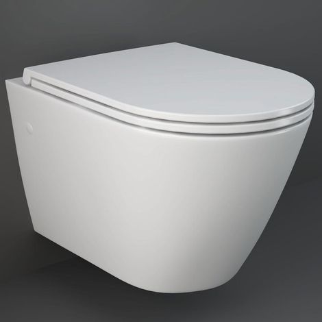 RAK Resort Wall Hung Toilet Rimless D Shaped Pan with Soft Close Seat (1/5)