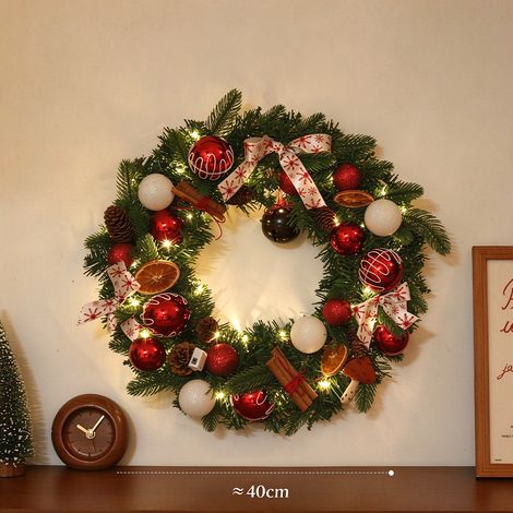 Couronne de Noël Lumineuse 40 cm, Décoration de Noël, Décoration d'Intérieur