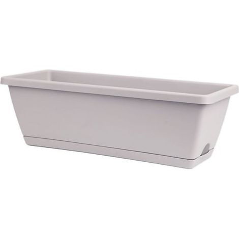 Bac de Culture Rectangulaire Gris Clair pour Balcon Intérieur - Grand Modèle 43x19cm avec Support - Idéal pour Légumes et Fleurs-KZQ