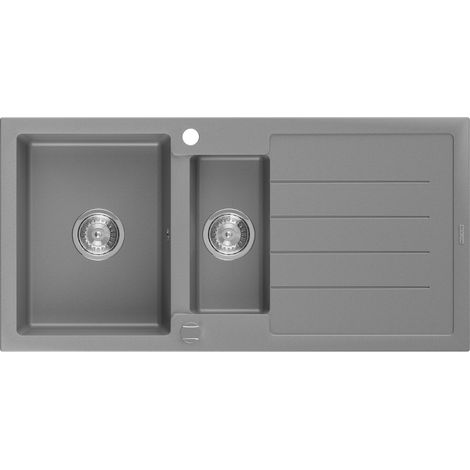 Mexen Andres évier en granit à 1,5 cuvette avec égouttoir 1000 x 500 mm, Gris - 6515101510-71 (1/5)