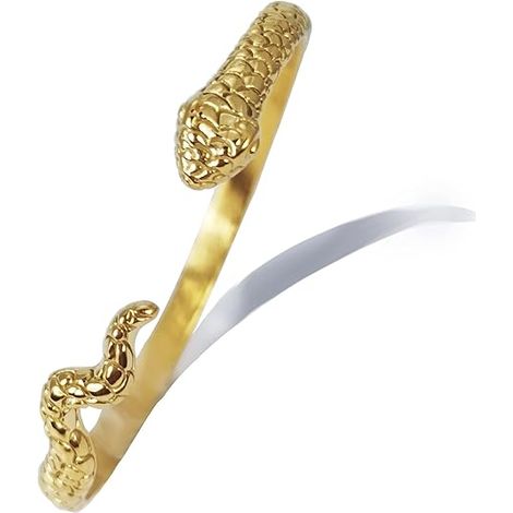 Bracelet en or 14 carats pour femme, bracelet manchette serpent pour fille, bracelet jonc ouvert à perles noires, cadeau d'amitié (1/5)
