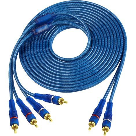 Câble d'interconnexion audio RCA pour voiture, 2 canaux à 4 canaux RCA audio voiture y Splitter adaptateur cavalier Paire torsadée OFC full Shield Noise Reduction (5m) (1/5)