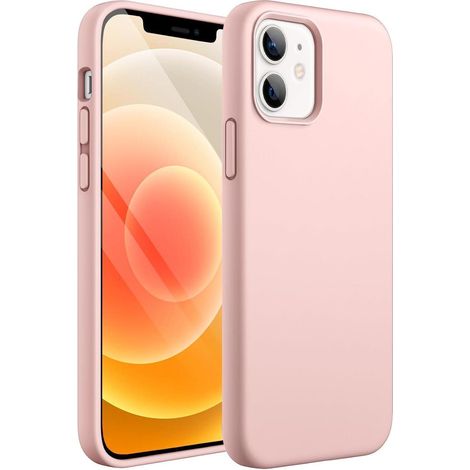 Silikon Hülle für iPhone 12/12 Pro 6,1 Zoll, stoßfest, Mikrofaser-Futter, Rosa