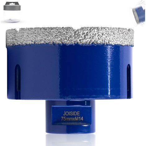 Foret à Diamant Carrelage 75 mm x M14, Foret Diamanté pour Céramique Porcelaine Marbre Granit Perçage à Sec M14 Filetage (1/4)