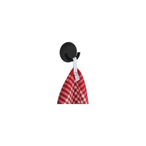 Crochet mural Rondo, crochet autoadhésif en acier inoxydable, fixation facile sans perçage, idéal pour cuisine, salle de bain et maison, (l/h x p) : Ø 5,5 x 2,5 cm, aspect moderne noir mat (1/4)