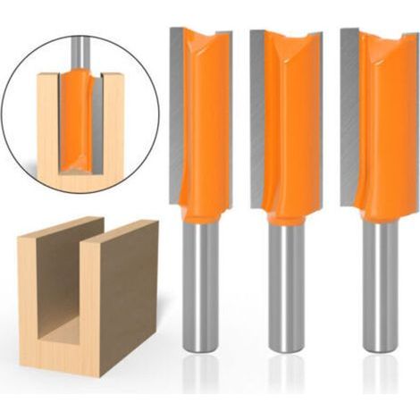 Set of 3 8mm straight end mills, woodworking routers, extended routers, planing routers, straight end mills (1/4)