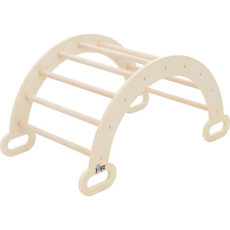 Joyz Arco de Escalada para Niños Natural Balancín de Madera 89x52x45,5 cm Juego de Trepa para Bebés a Partir de 1 año Tabla de Equilibrio Columpio de Interior Según Pikler y Juguetes Montessori