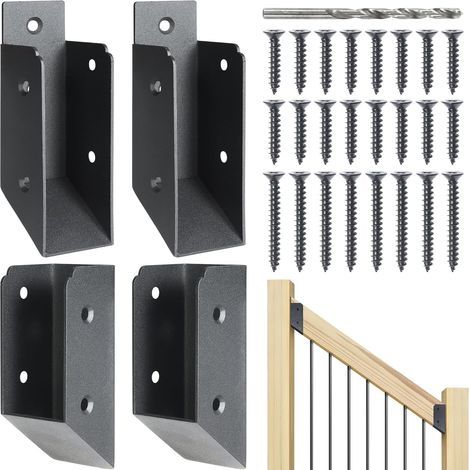 Set mit 4 Treppengeländer-Beschlägen aus Edelstahl 201, 2" x 4" (1,5" x 3,5"), für Terrassentreppen (1/5)
