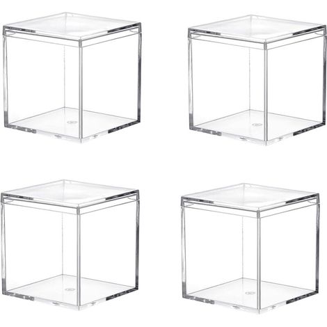 quadratische, hochtransparente Aufbewahrungsboxen aus Kunststoff für Kosmetikartikel, kleine Perlen und Schmuckaccessoires (1/4)