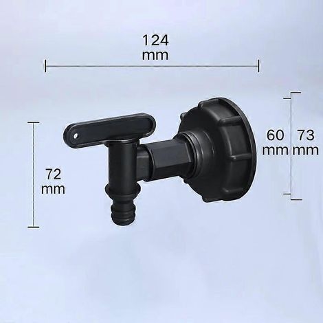 Robinet pour réservoir IBC en plastique fileté 1/2 pouce S60x6, adaptateur 15 mm, raccord de tuyau d'arrosage avec vanne d'arrêt, raccords pour réservoir d'eau 1 (1/4)