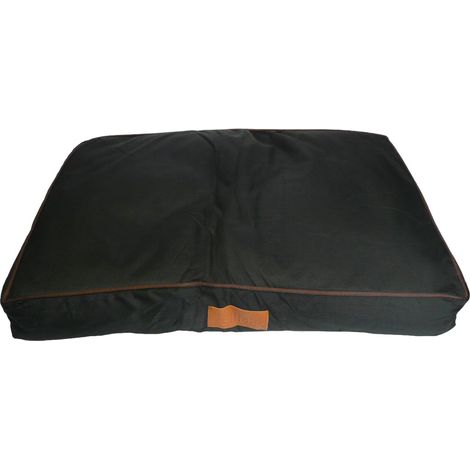 Matelas D’Intérieur Lavable, pour Chiens, Revêtement Étanche Tissé Oxford, Rembourrage en Fibres de Polyester, pour Cage de 76,2 cm, Taille M, 71 x 48 x 10 cm, Noir Avec Passepoil Marron (1/5)