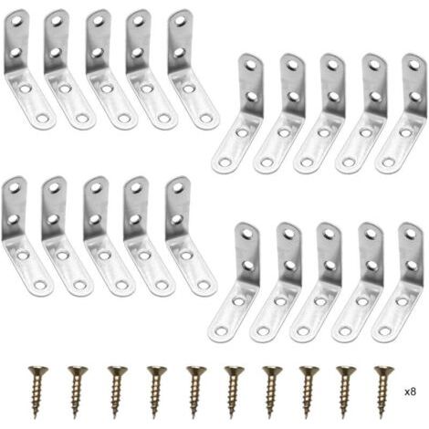 Pair Lntyq 20 Pièces Equerre de Fixation, 50x50mm Connecteurs d'Angle, Support de Coin Équerre en Acier Inoxydable à 90 Degrés en Forme de L Avec Vis (1/5)