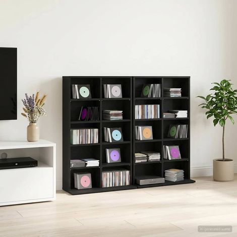 vidaXL Meuble CD 2 pc Chêne noir 65 x 23,5 x 97,5 cm Bois d'ingénierie (1/5)