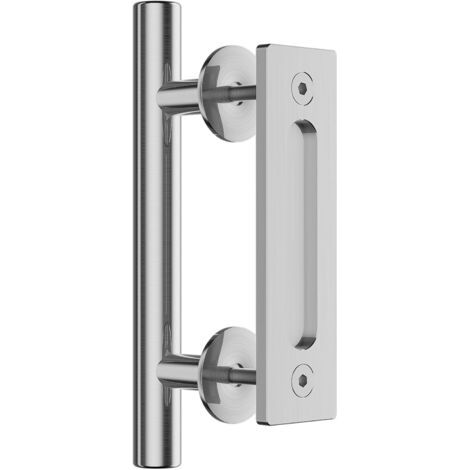 Poignée de porte de grange coulissante en acier inoxydable, double face, idéale pour portails, garages, abris de jardin et meubles.
