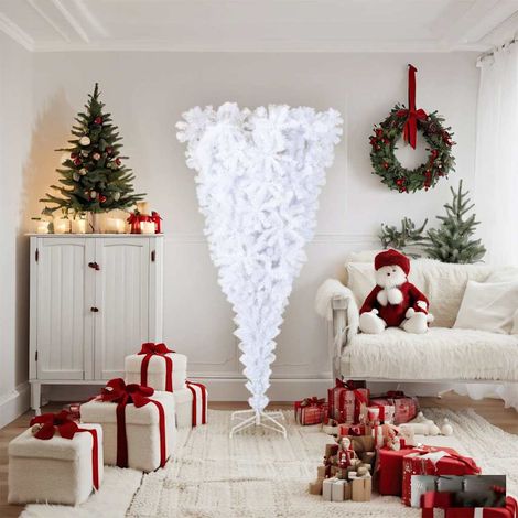 vidaXL Künstlicher Weihnachtsbaum, verkehrt herum PVC, steel Weiß (1/5)